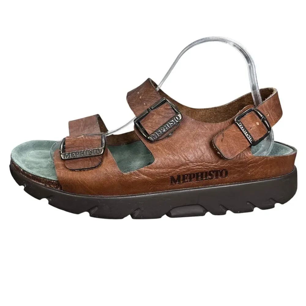 Mephisto Men’s Zeus Brown Leather Sandal Size 43 US 9
